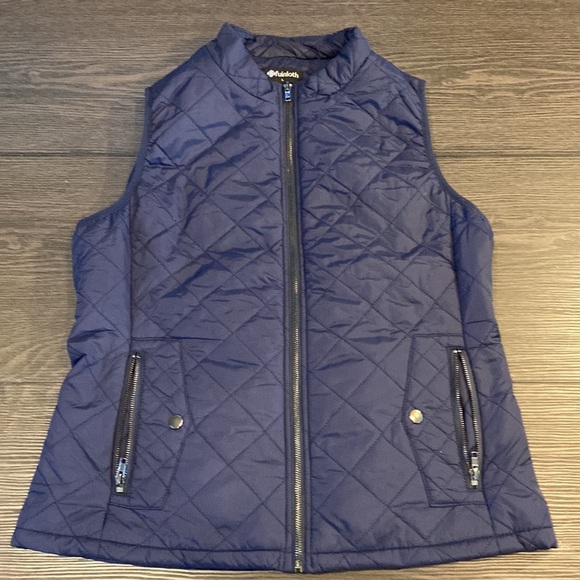 Fuinloth Navy blue quilted vest. Size L. Pockets, silver hardware. - Picture 2 of 9